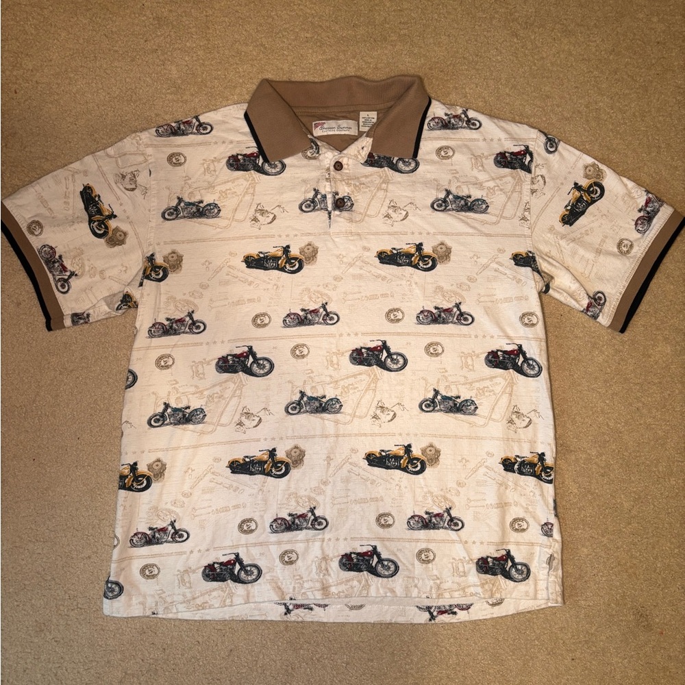 American Summer Mens Short Sleeve Motorcycle Polo Shirt Size Large L